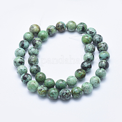 Fili di perle naturali di turchese africano (diaspro)&nbsp;G-E444-47-10mm