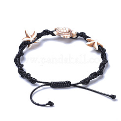 Verstellbare synthetische türkisfarbene (gefärbte) geflochtene Perlenarmbänder&nbsp;BJEW-JB04269-02