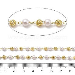 Perlen-Rundgliederketten aus Messing und ABS-Kunststoff&nbsp;CHC-G024-12G