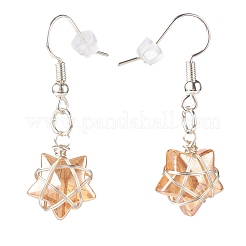 Aretes colgantes trenzados con estrella de vidrio&nbsp;EJEW-JE04952