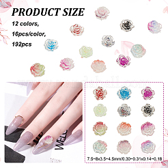 192 Stück transparente Harz-Cabochons im Kamelien-Stil (12 Stile)&nbsp;MRMJ-OC0003-34