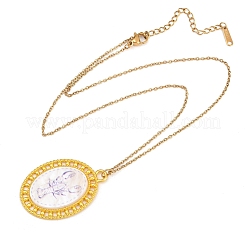 Collana con ciondolo a forma di gamberetto in lega acrilica a tema oceano e catena a maglie in acciaio inossidabile 201 per donna&nbsp;NJEW-F369-01B