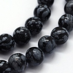 Naturschneeflocke Obsidian Perlen Stränge&nbsp;G-I199-36-8mm