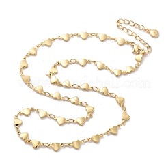 Halsketten mit Herzgliedern aus Messing für Damen&nbsp;NJEW-F329-03G