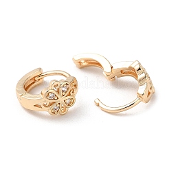 Orecchini a cerchio con micro pavé di zirconi in ottone placcato cremagliera&nbsp;EJEW-P238-26KCG