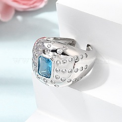 Anelli aperti con polsino in ottone micro pavé di zirconi cubici per donna&nbsp;RJEW-L343-03P