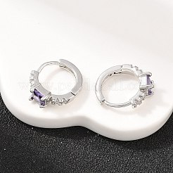 Micro ottone spianare zirconi Orecchini a cerchio&nbsp;KK-Z166-12P-01