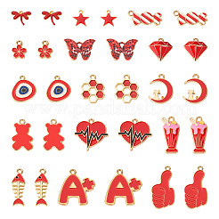 30 pièce 15 styles de breloques en laiton et alliage émaillé&nbsp;FIND-PJ0001-31