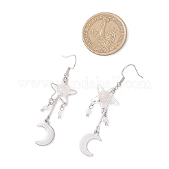 Orecchini pendenti in quarzo rosa naturale luna&nbsp;EJEW-JE06776-02