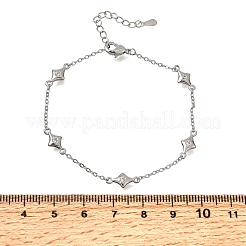Bracelets en laiton sertis micro-pavés de zircon cubique transparent en forme d'étoile&nbsp;KK-CBA3629-01P