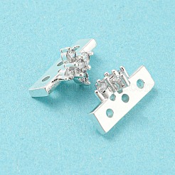 Collegamenti multi-filo con micro pavé di ottone con placcatura a cremagliera in zirconi cubici trasparenti&nbsp;KK-F864-05S