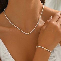 Sets aus Halsketten und Armbändern mit Glas- und CCB-Kunststoffperlen&nbsp;FS-WGA4156-03