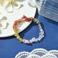 Stretch-Armbänder aus natürlichem Quarzkristall & Rosenquarz & rotem Aventurin & Prehnit & südrotem Achat & Topas-Jade-Chip-Perlen für Damen&nbsp;BJEW-JB10816