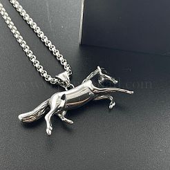 Stilvolle Halsketten mit Anhänger aus 304 Edelstahl mit laufendem Pferd für Männer&nbsp;FH9304