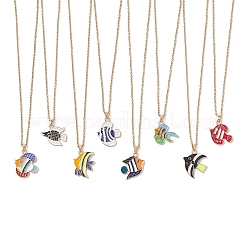 8 pieza de collar con colgante de pez esmaltado de aleación con temática oceánica de 8 estilos&nbsp;NJEW-JN05228