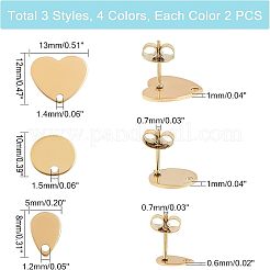 24 pieza de 12 estilos de accesorios para pendientes de acero inoxidable 304&nbsp;STAS-UN0031-56