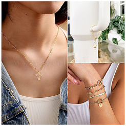 6pcs 6 styles pendentifs en laiton micro pavé de zircone cubique&nbsp;KK-TA0002-36