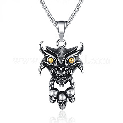 Collares con colgante de calavera de diablo de acero inoxidable 304 para Halloween para hombres&nbsp;WG53C55-01