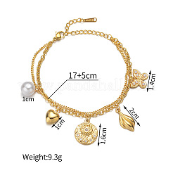 Bracciale a un filo da donna in acciaio inossidabile 304 con ciondolo a farfalla e fiore&nbsp;WG73EE1-01