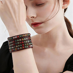 Natürliche indische Achat-Armbänder mit runden Perlen&nbsp;BJEW-WH20001-14A