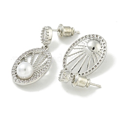 Latón micro pave aretes de circonita cúbica transparente&nbsp;EJEW-H014-02P