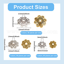 240 pièce de capuchons de perles en forme de fleur en alliage de style tibétain&nbsp;TIBEB-SP0001-20