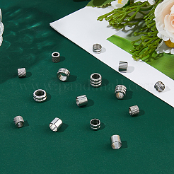 100 Stück 10 Stile 201 Edelstahl gerillte europäische Perlen&nbsp;STAS-DC0017-24