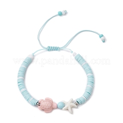 Verstellbare geflochtene Perlenarmbänder aus synthetischem Türkis&nbsp;BJEW-JB11710