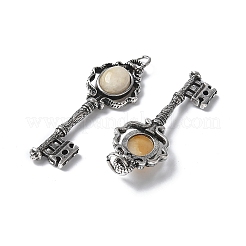 Pendentifs en laiton avec clé en topaze naturelle et jade&nbsp;KK-D361-01AS-30