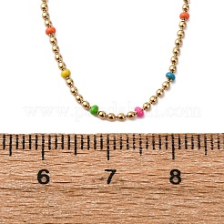 Collares de cadena de bolas de esmalte de colores de acero inoxidable 304 para mujer&nbsp;NJEW-K255-44G