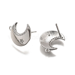 Accessoires de puces d'oreilles en laiton zircone cubique claire micro pavé&nbsp;KK-G530-03P