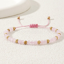Braccialetti di perline intrecciate con perline rotonde in vetro e ottone&nbsp;LS-RD6595-4