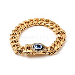 Ionenplattierung (IP) 304 Edelstahl Panzerketten Armband mit Kristall Strass&nbsp;BJEW-E009-05G-02