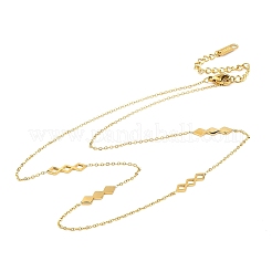 Ionenbeschichtung (IP) 304 Edelstahl Rhombus Kabelkette Halsketten für Frauen&nbsp;NJEW-K255-35G