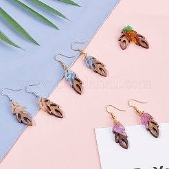 Kits de fabrication de boucles d'oreilles en forme de feuille à faire soi-même (10 paire)&nbsp;DIY-OC0005-66