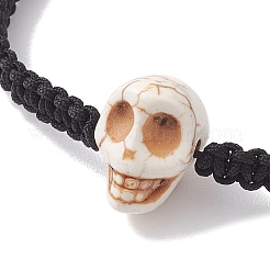 Armbänder aus geflochtenen Perlen aus synthetischem Magnesit-Totenkopf&nbsp;BJEW-JB10522