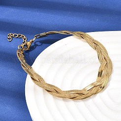 Damenarmband aus Edelstahl 304 mit ineinandergreifender Fischgrätenkette&nbsp;BJEW-K240-08C-G