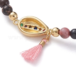 Braccialetti con ciondoli elasticizzati in rodonite naturale&nbsp;BJEW-JB04849-03