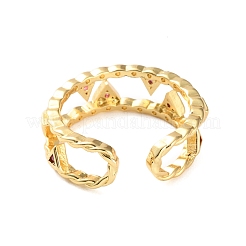 Anelli aperti da donna con micro pavé di zirconi cubici in ottone placcato a cremagliera&nbsp;RJEW-U026-05G-01