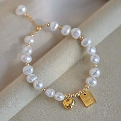 Braccialetti con ciondoli in lega di zinco a forma di cuore e rettangolo&nbsp;FS-WG6DF16-01
