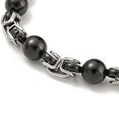 Zweifarbiges 201 Edelstahl-Gliederarmband mit runden Kugeln&nbsp;BJEW-B078-20BP