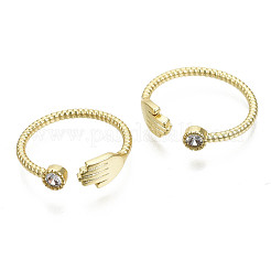 Anelli di polsino in zircone chiaro con micro pavè di ottone&nbsp;RJEW-S044-132-NF