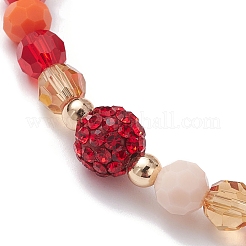 Braccialetti elasticizzati con perline rotonde sfaccettate in vetro&nbsp;BJEW-JB10057-04