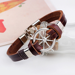 Ruder-Legierung Lederband Link Armbänder&nbsp;BJEW-P0001-13