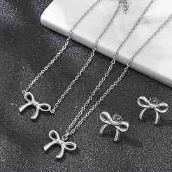Bowknot 304 Edelstahl Ohrstecker & Halsketten & Armbänder Sets&nbsp;SJEW-Q001-02P