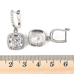 925 boucles d'oreilles créoles en argent sterling avec micro pavé de zircones cubiques&nbsp;EJEW-F371-01A-01
