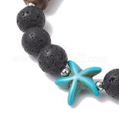 2 bracciale elastico da donna in turchese sintetico tinto&nbsp;BJEW-JB13198