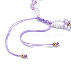 Braccialetti da donna con perline intrecciate regolabili con fiori di vetro intrecciato&nbsp;BJEW-MZ00100