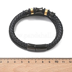 Geflochtene Mikrofaser-Lederkordel & mehrsträngige Armbänder aus natürlichem Tigerauge&nbsp;BJEW-C153-01A