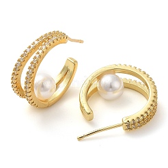 Boucle d'oreille en laiton plaqué en laiton micro pavé de zircone cubique&nbsp;EJEW-C079-01G